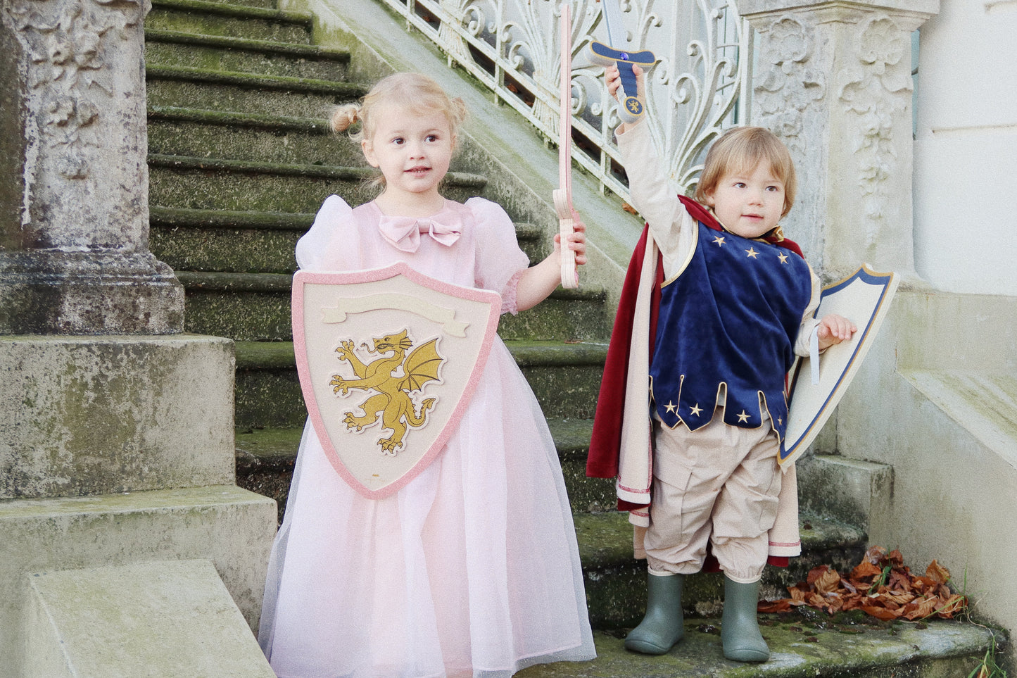 Konges Sløjd Verkleedkledij Princes - Zwaard en schild - Pink glitter