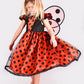 Déguisement Den Goda Fen Coccinelle - Robe, ailes et bandeau - 110-116cm - 4-6 ans - Rouge/Noir