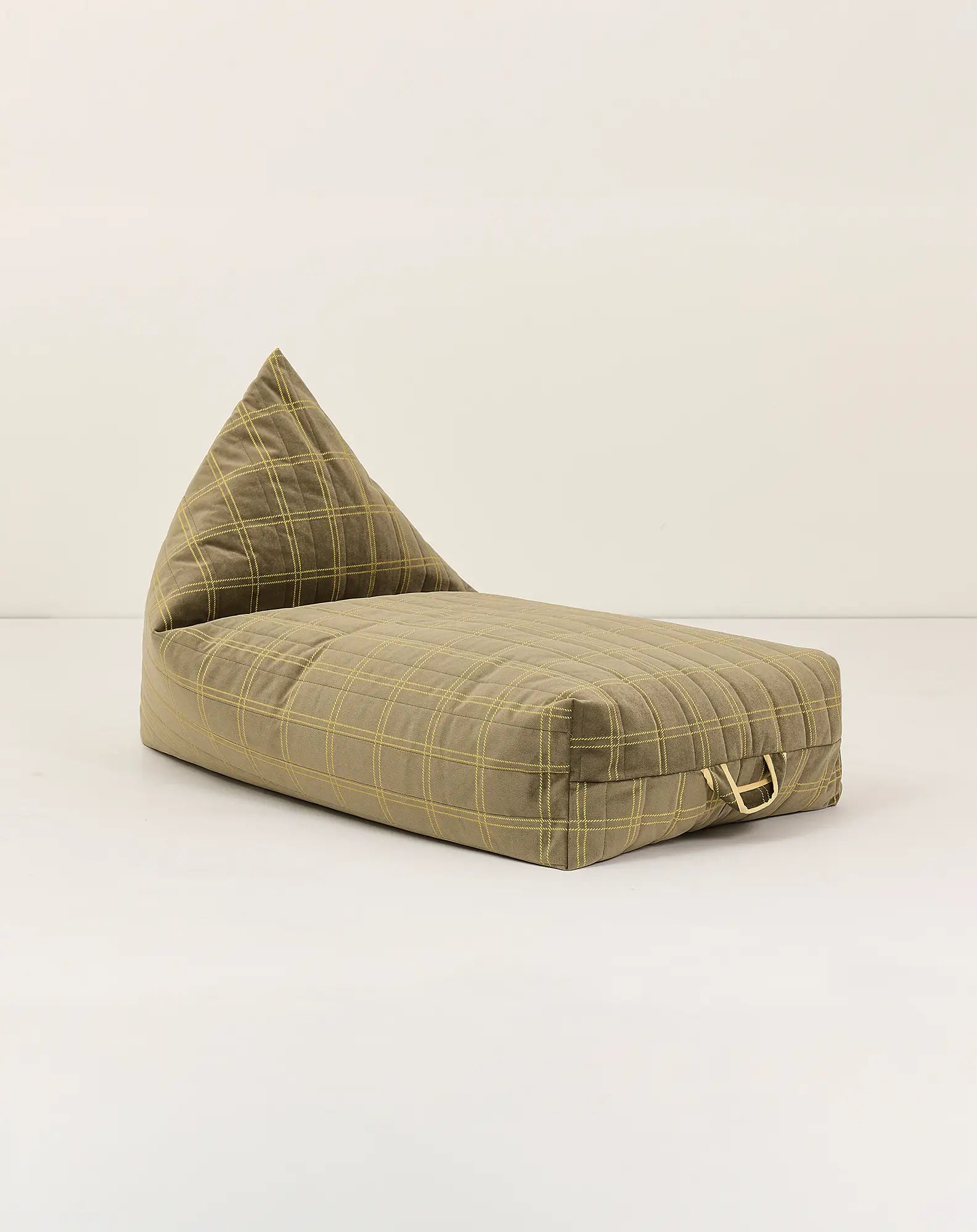 Nobodinoz Oasis Kids Zitzak - 60x109x60cm - Light Green Lemon Windowpane