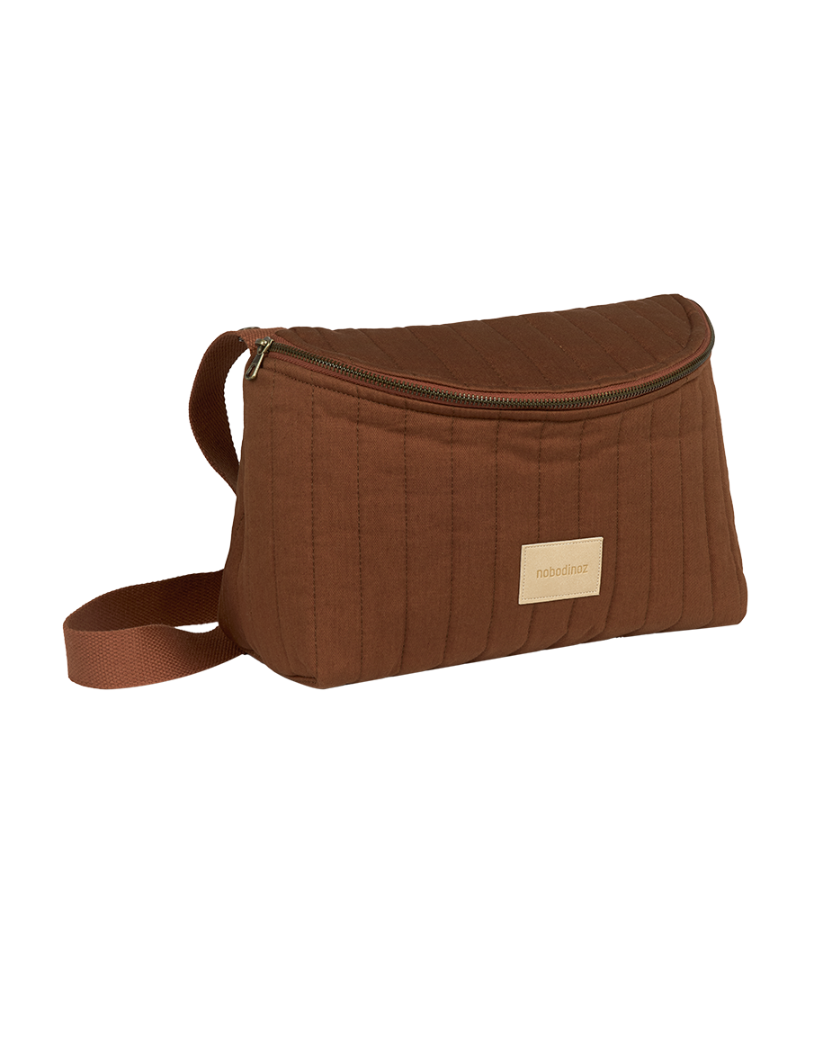 Nobodinoz Hyde Park waterproof diaper bag 32x20x14cm - Brick brown