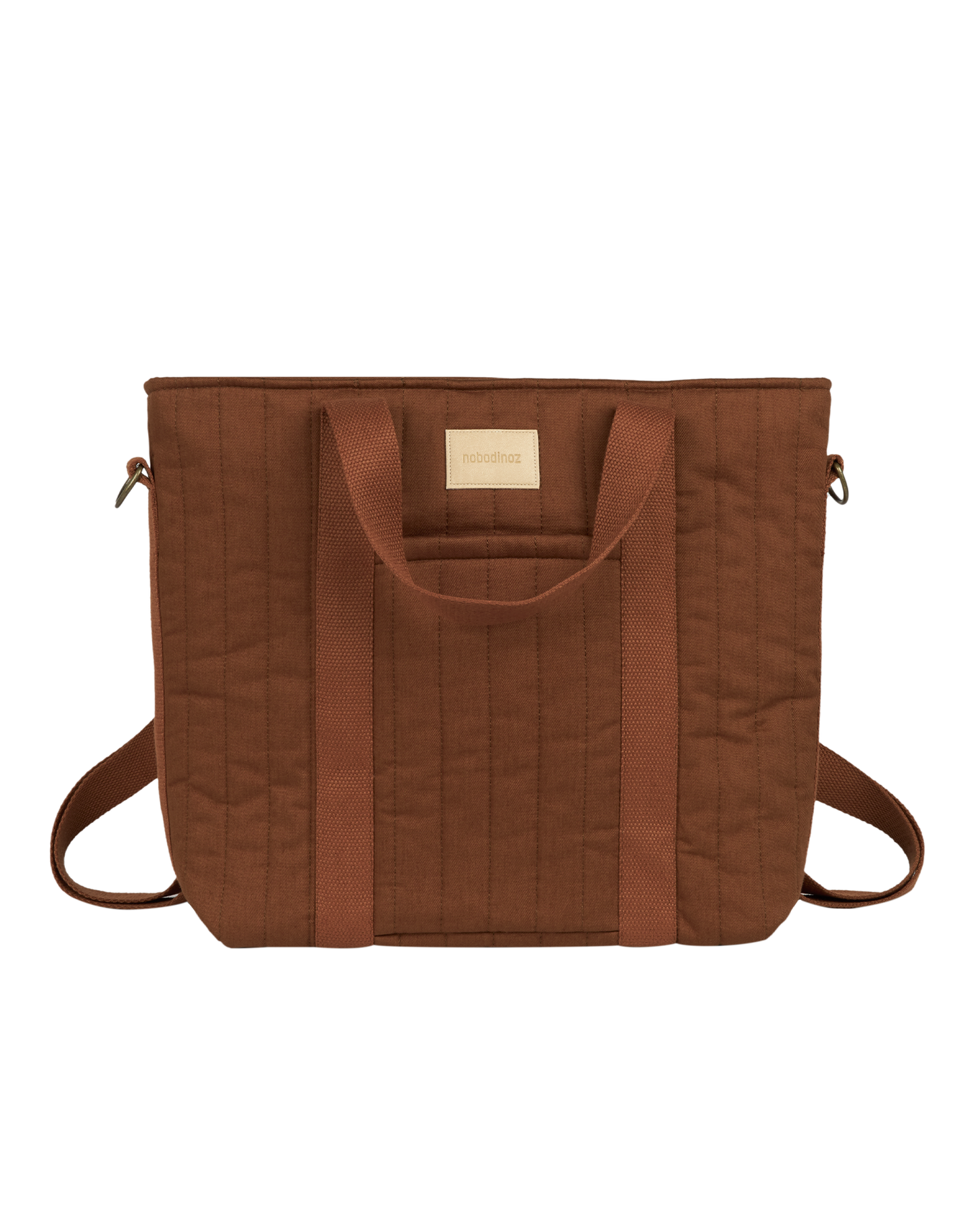 Nobodinoz Hyde Park waterproof diaper bag/backpack 32x32x14cm - Brick brown