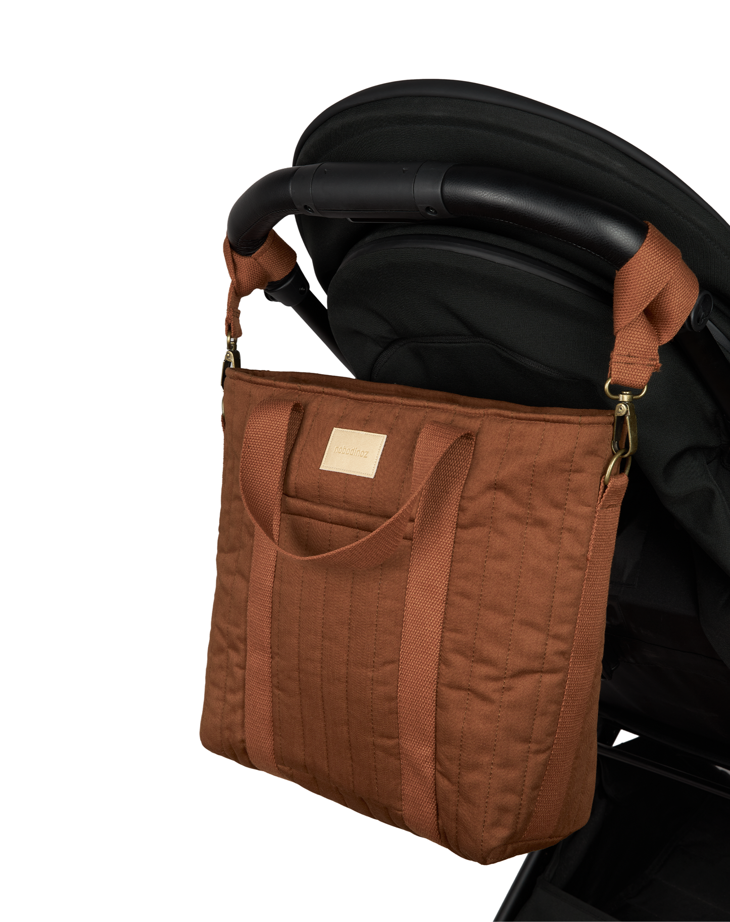 Nobodinoz Hyde Park waterproof diaper bag/backpack 32x32x14cm - Brick brown