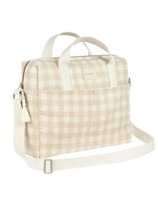 Nobodinoz Gala Sac à langer imperméable 35x27x14cm - Carreaux ivoire