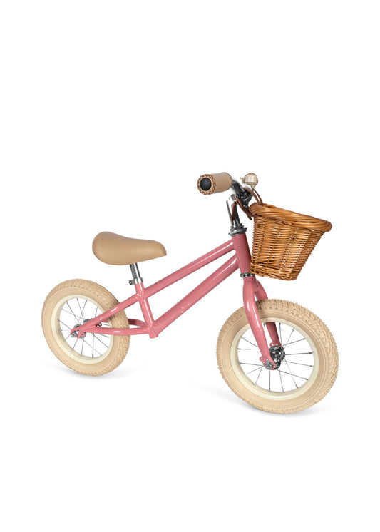 Konges Sløjd Balance bike with bell and wicker basket - Cherry