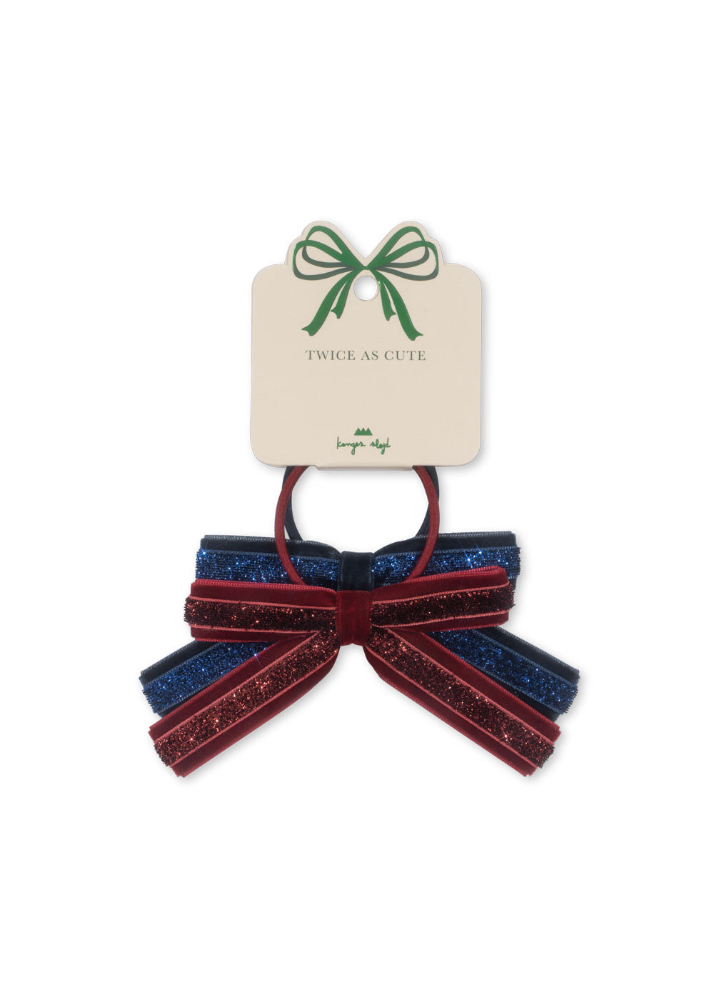 Konges Sløjd Velvet Bow Elastieken - Set van 2 stuks - Red/Navy