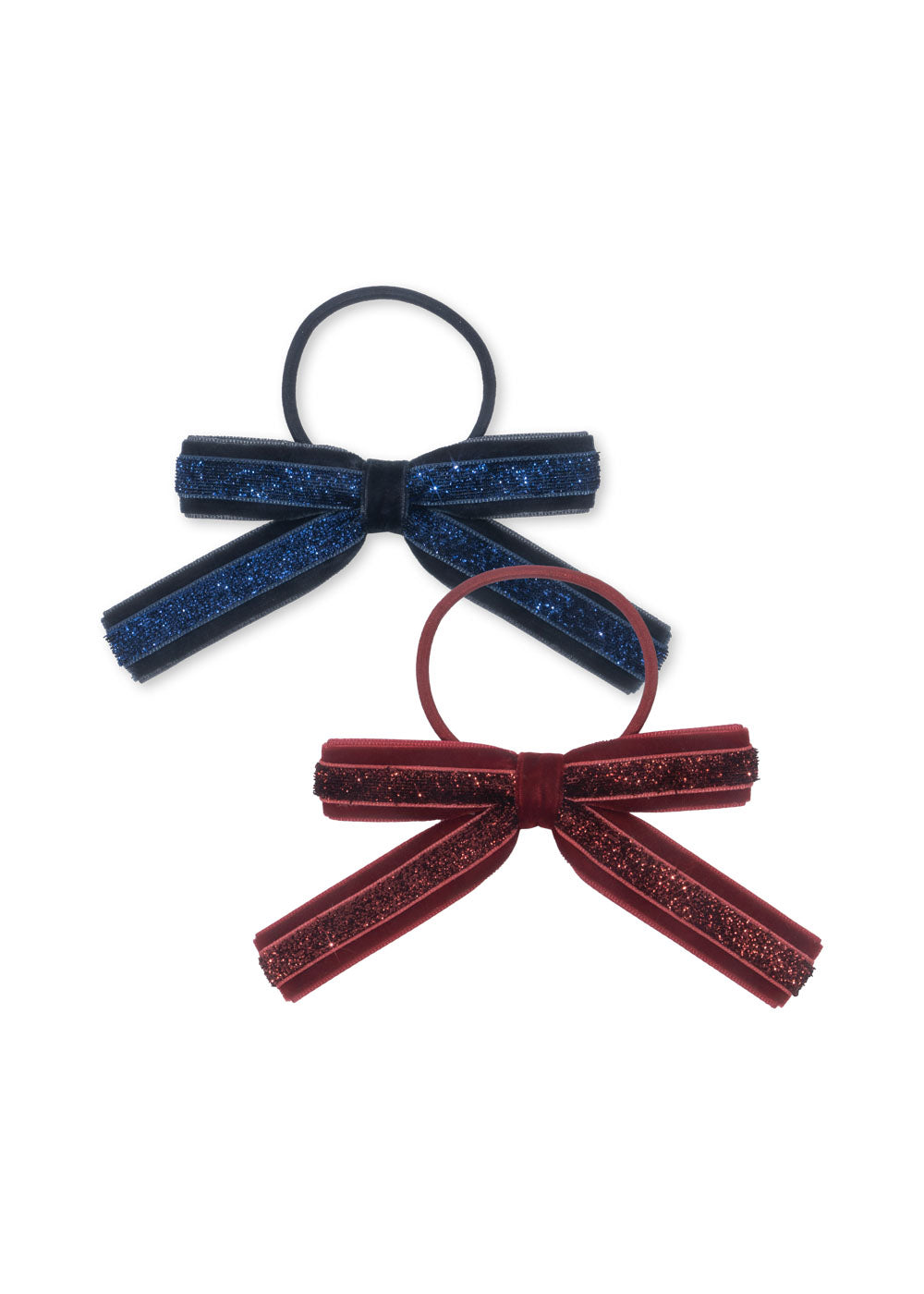 Konges Sløjd Velvet Bow Elastieken - Set van 2 stuks - Red/Navy