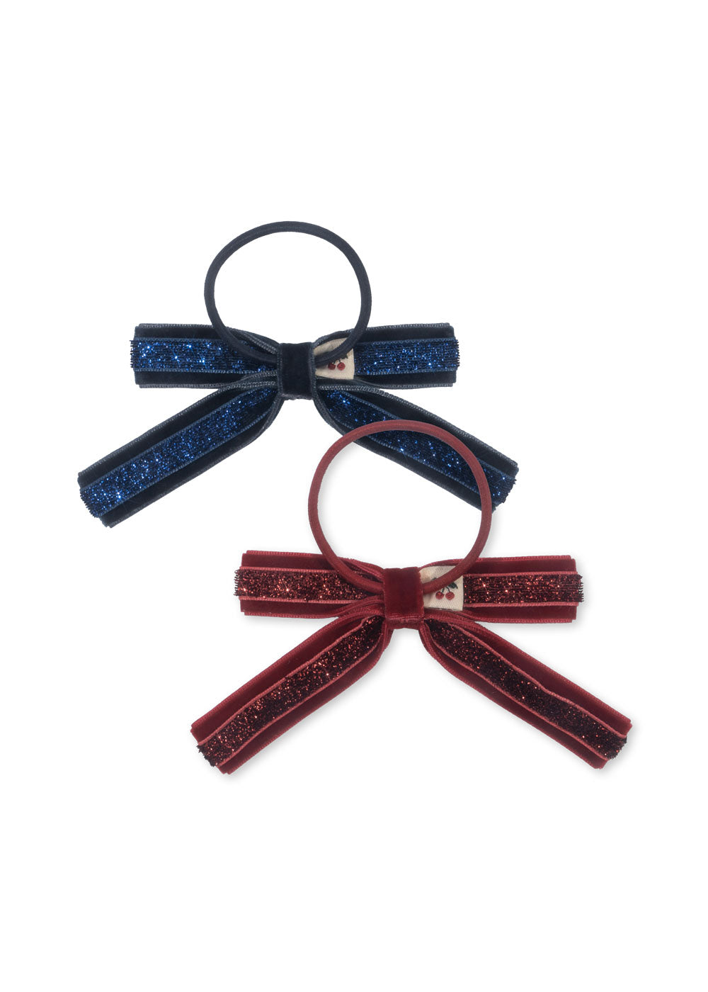 Konges Sløjd Velvet Bow Elastieken - Set van 2 stuks - Red/Navy