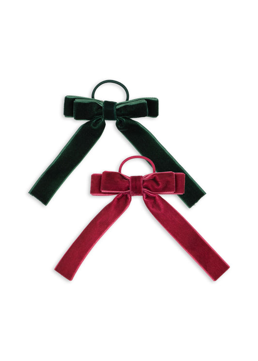 Konges Sløjd Velvet Bow Elastieken - Set van 2 stuks - Green/Sangria