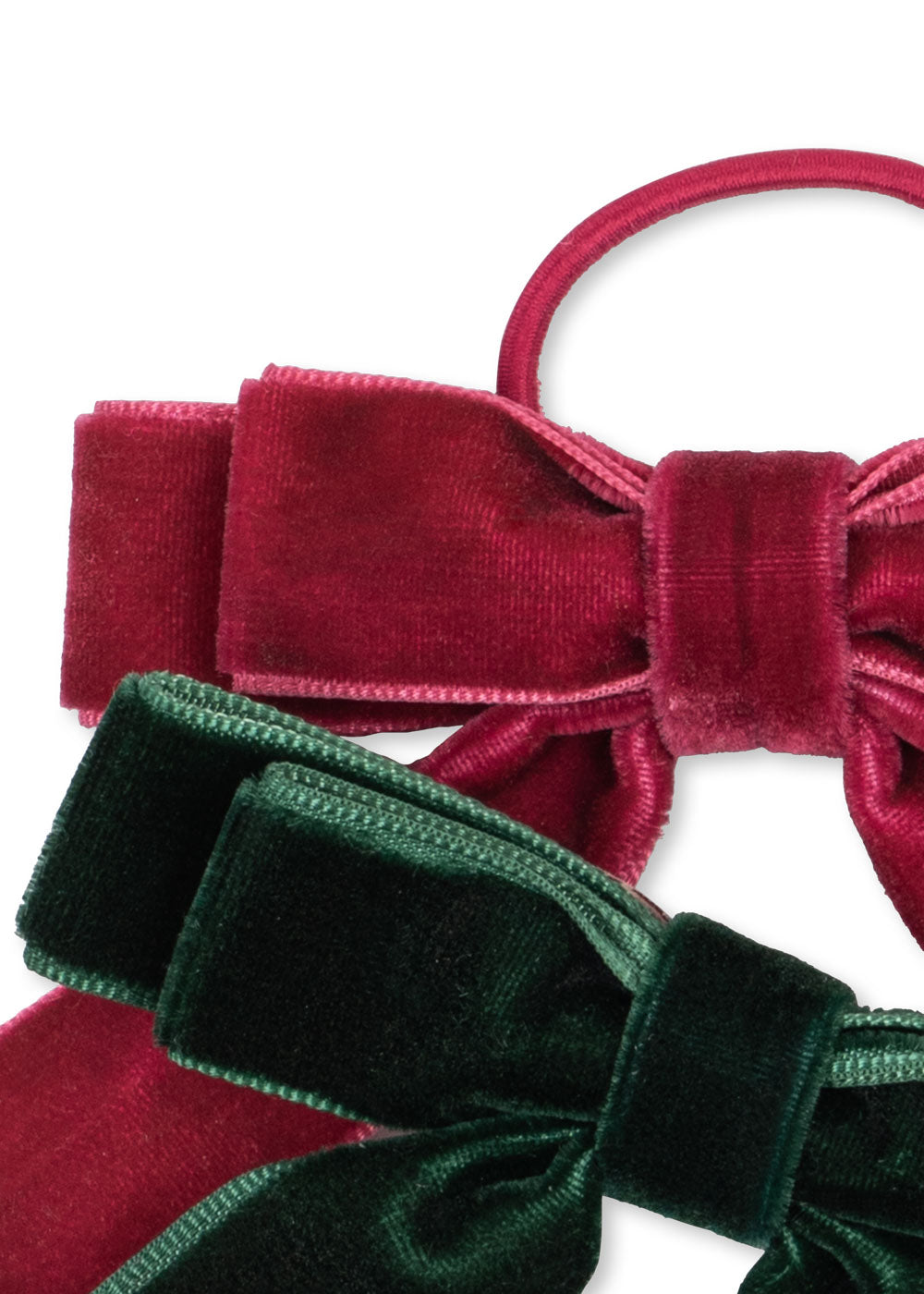 Konges Sløjd Velvet Bow Elastieken - Set van 2 stuks - Green/Sangria