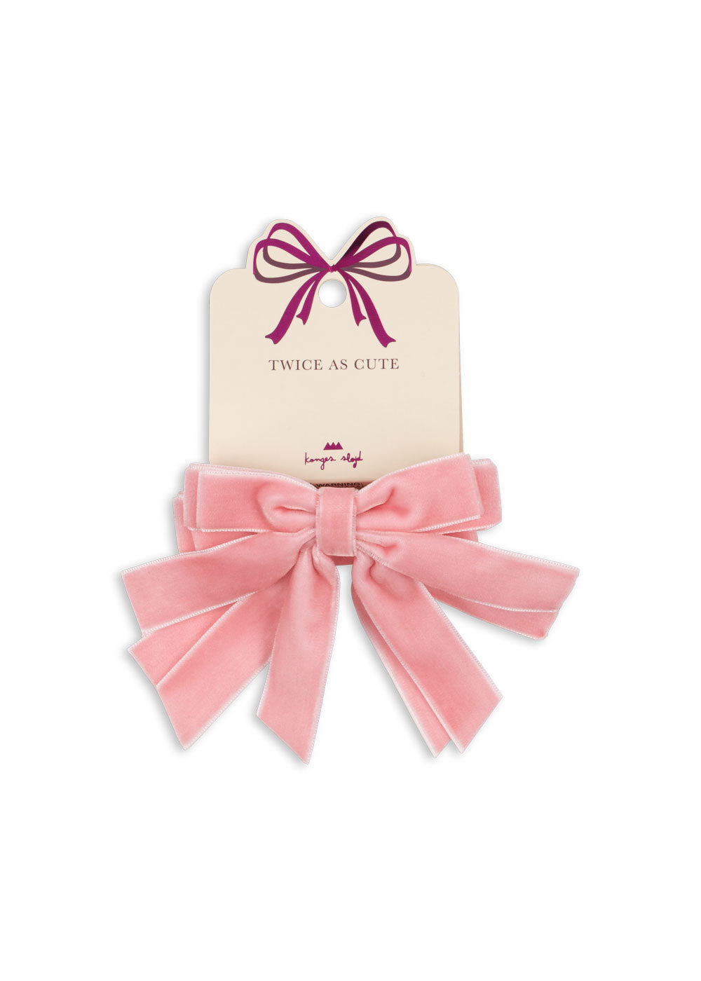 Konges Sløjd Velvet Bow Elastieken - Set van 2 stuks - Peony Pink