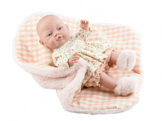 Paola Reina Bebita baby doll light girl with clothes and blanket blue eyes 45cm