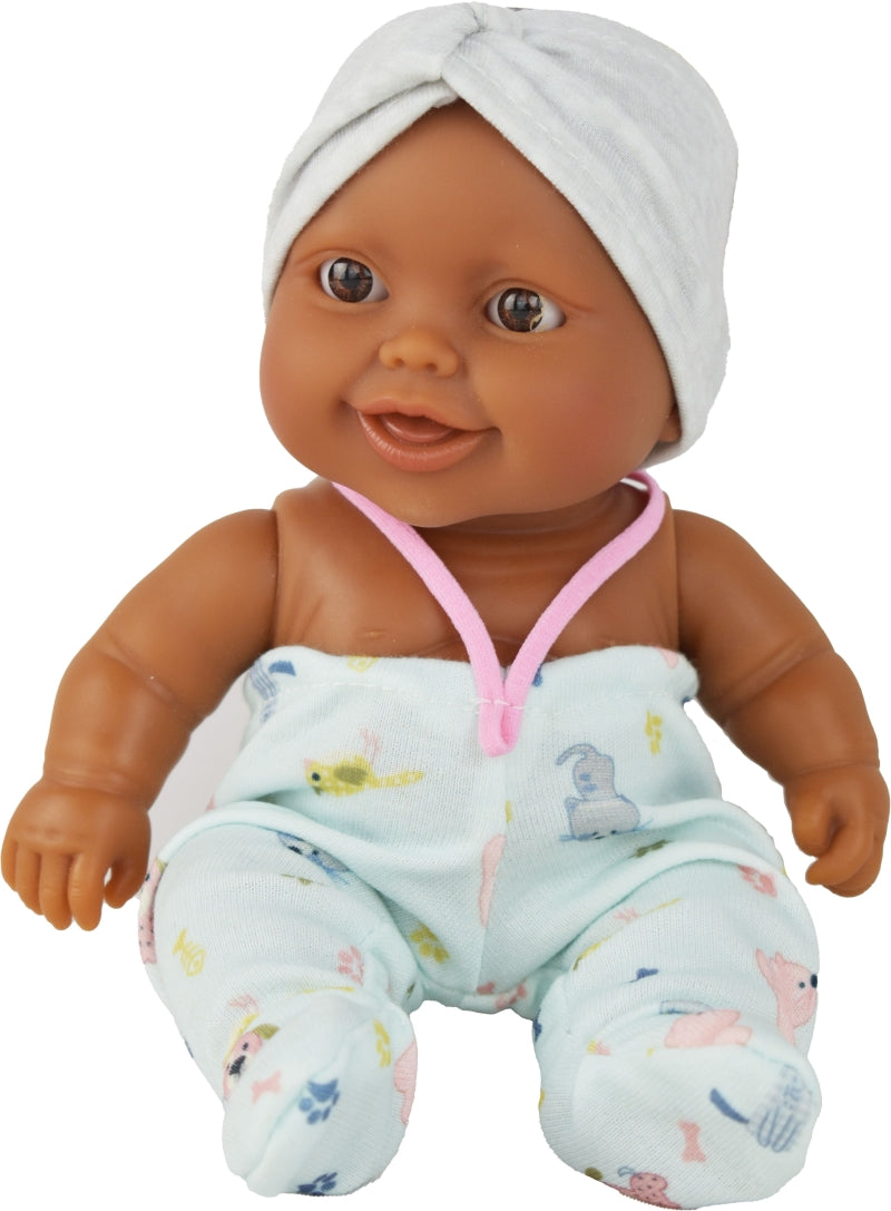 Paola Reina Puppegie Bibi babypop donker meisje met bruine ogen 21cm