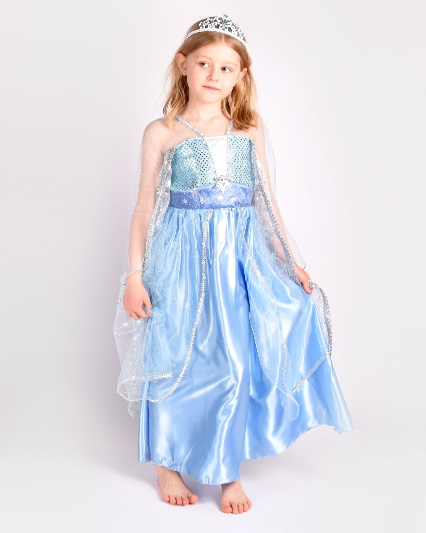 Den Goda Fen Verkleedkledij Frozen Princess - Jurk met sleep - 110-116cm - 4-6 jaar - Lichtblauw