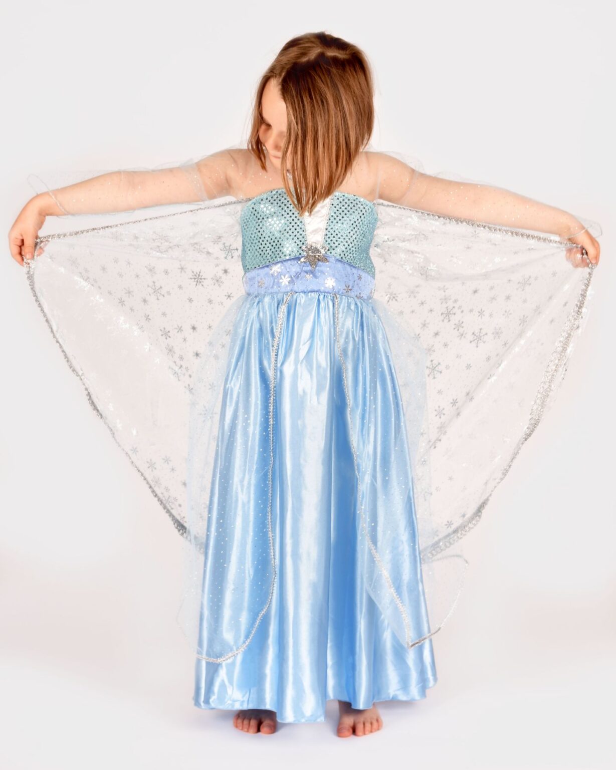 Den Goda Fen Verkleedkledij Frozen Princess - Jurk met sleep - 110-116cm - 4-6 jaar - Lichtblauw