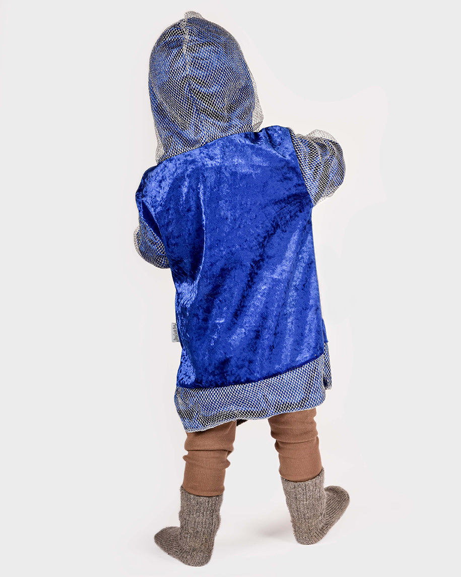 Den Goda Fen Costume Costume Knight - Shirt in velvet with hood - 110-116cm - 4-6 years - Blue