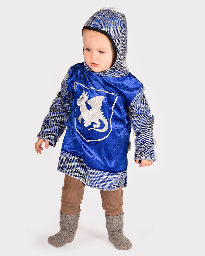 Den Goda Fen Habillement Chevalier - Chemise en velours avec capuche - 98-104cm - 2-4 ans - Bleu