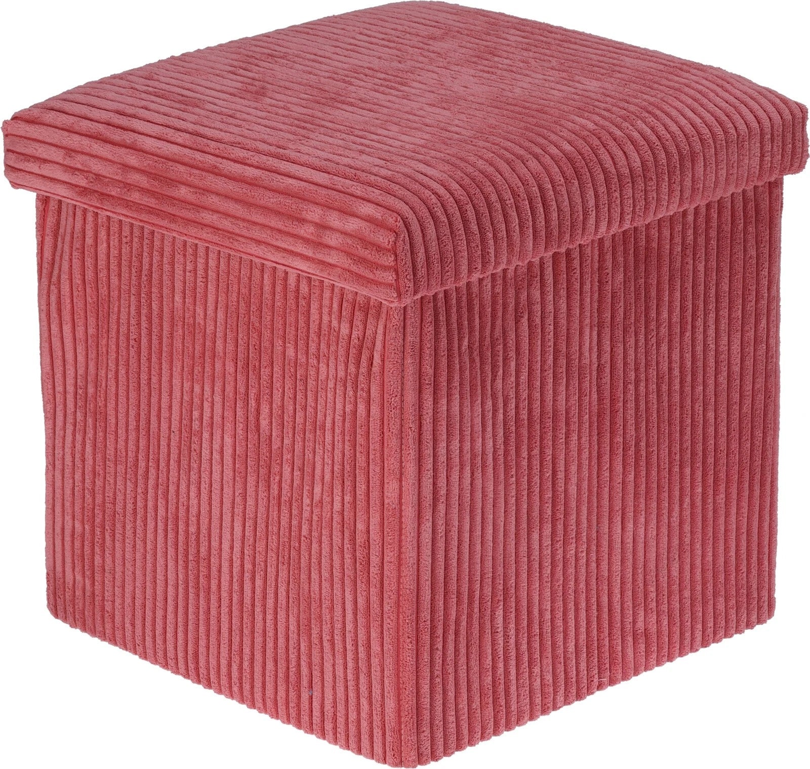 Pouf en Velours Côtelé Home &amp; Styling avec Espace de Rangement - Gris Foncé - 38x38x38cm