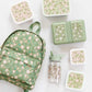 A Little Lovely Company Back to school set - Rugzak/Drinkfles/4 Snackdozen/Lunchbox - Bloesems Saliegroen