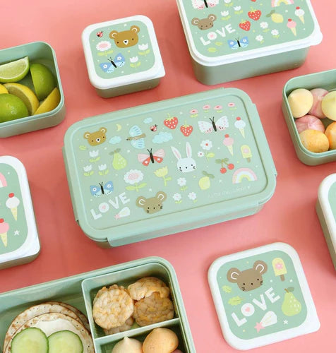 A Little Lovely Company Back to school set - Drinkfles XL RVS/Bentobox - Joy