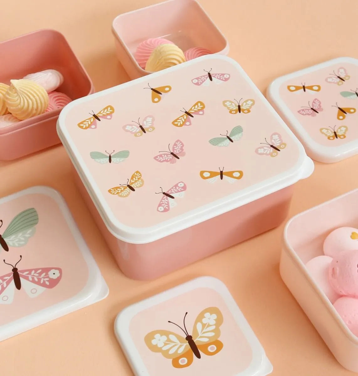 Back to school set Drinking bottle 4 Snack boxes Lunch box Butterfly A Little lovely company