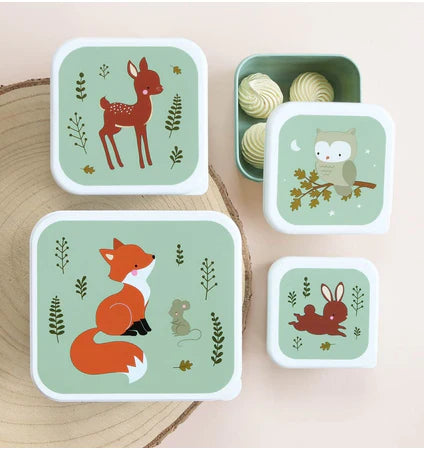 A Little Lovely Company Back to school set - Rugzak/Drinkfles/4 Snackdozen/Bentobox - Bosvriendjes