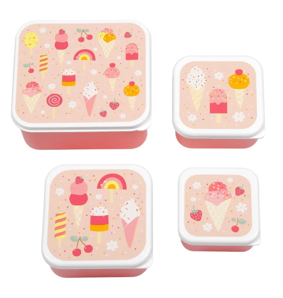 A Little Lovely Company Set rentrée scolaire - Gourde / 4 Snack boxes / Lunch box - Glace