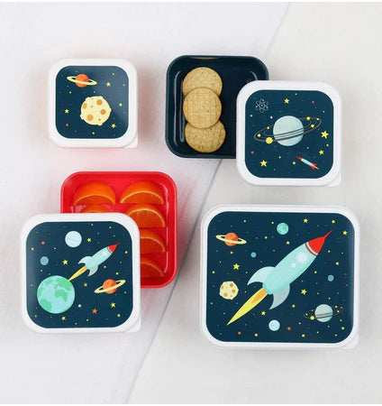 A Little Lovely Company Back to school set - Drinkfles RVS/4 Snackdozen/Bento box - Ruimte