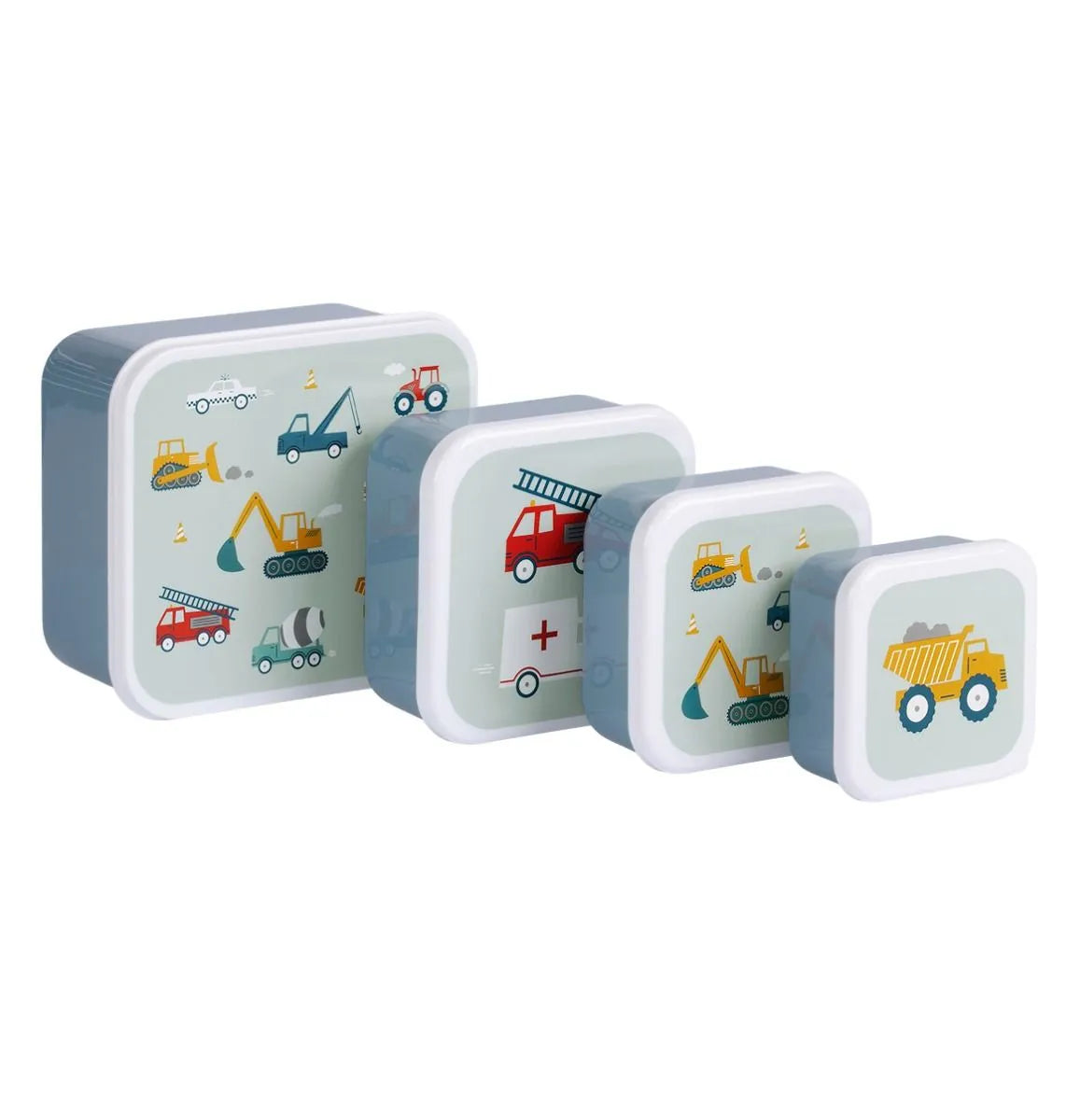 Back to school set - Double-walled Drinking Bottle / 4 Snack Boxes / Lunch Box - Vehicles - A Little lovely company