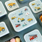 A Little Lovely Company Back to school set - Drinkfles RVS/4 Snackdozen/Bentobox - Voertuigen