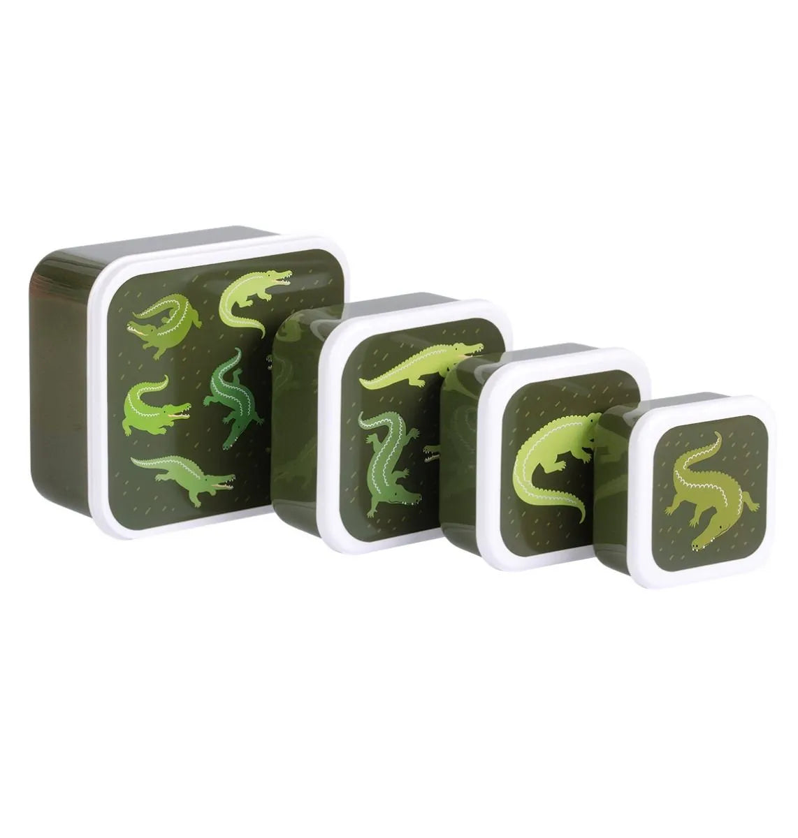 A Little Lovely Company Back to school set - Drinking bottle / 4 Snack boxes / Lunch box - Crocodiles