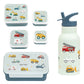 A Little Lovely Company Back to school set - Drinkfles RVS/4 Snackdozen/Bentobox - Voertuigen