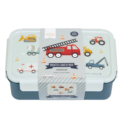 A Little Lovely Company Back to school set - Rugzak/Drinkfles/4 Snackdozen/Bentobox - Voertuigen