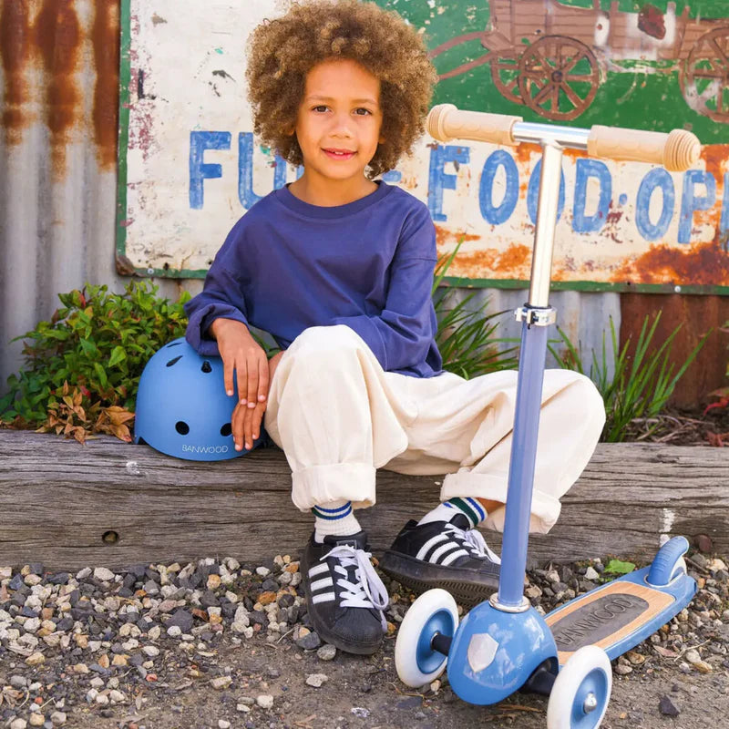 Bundel Banwood Vintage Scooter + Fietshelm - Blue