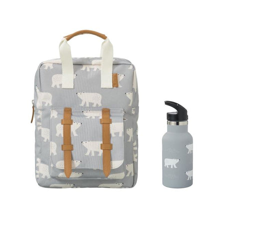 Fresk backpack + drinking bottle thermos polar bear