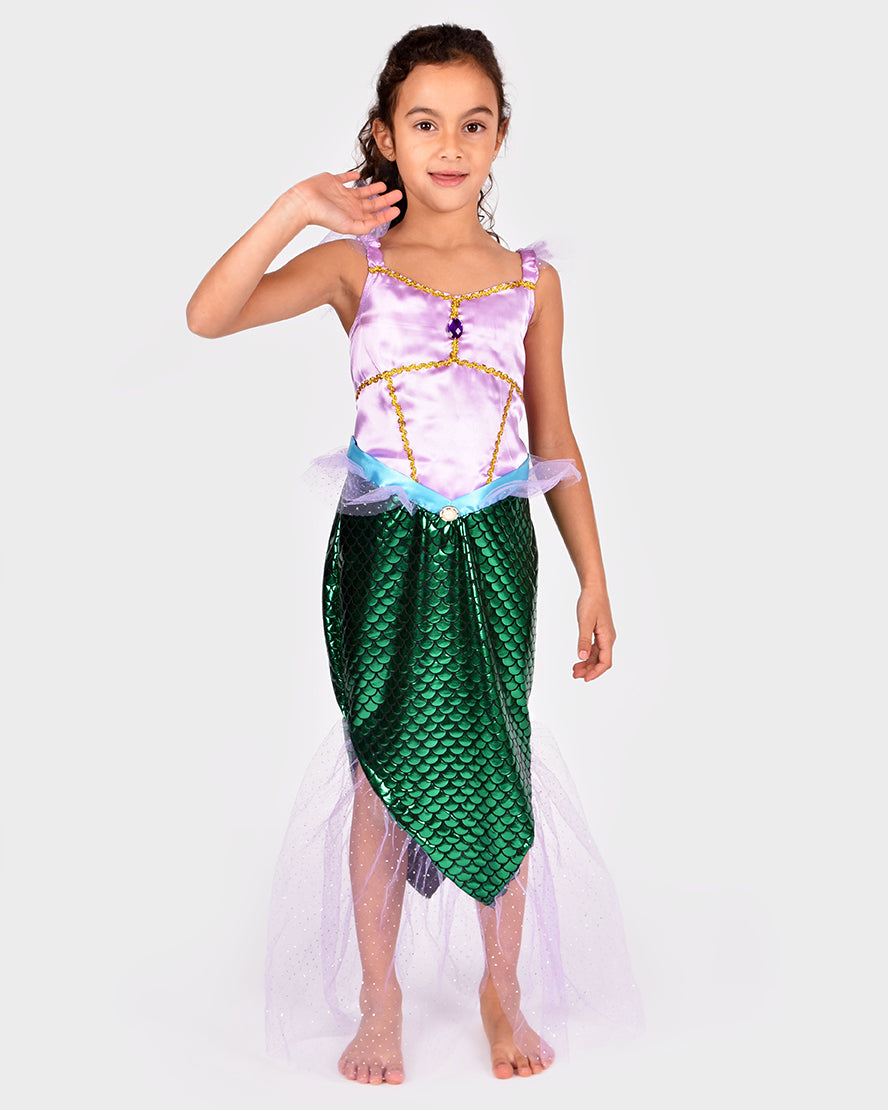 Den Goda Fen Mermaid Dress Up Clothing - Robe - 110-116cm - 4-6 ans - Vert/Rose