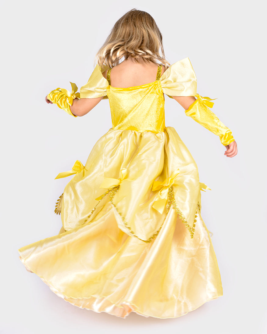 Den Goda Fen Vêtements de déguisement Belle - Robe avec gants - 110-116cm - 4-6 ans - Jaune