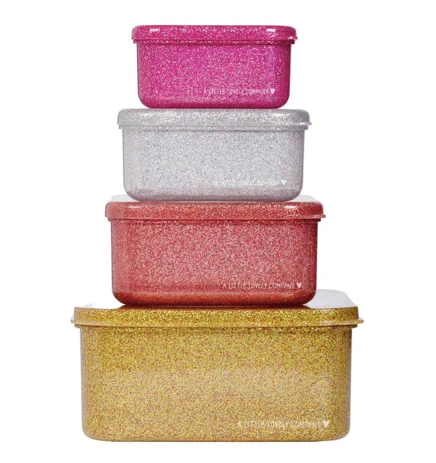 A Little Lovely Company Back to school set - Drinkfles / 4 Snackdozen / Lunchbox - Glitter