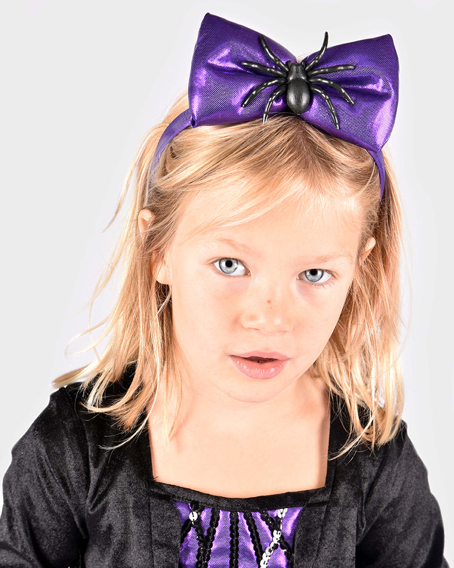 Den Goda Fen Dress-up clothes Spider - Dress and headband - 110-116cm - 4-6 years - Black/Purple