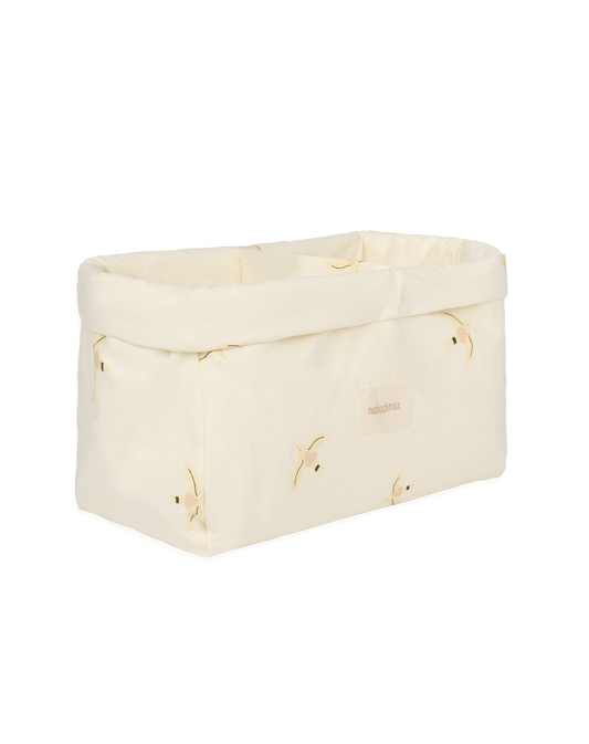 Nobodinoz Stories storage basket with 2 compartments - Nude Haiku Birds