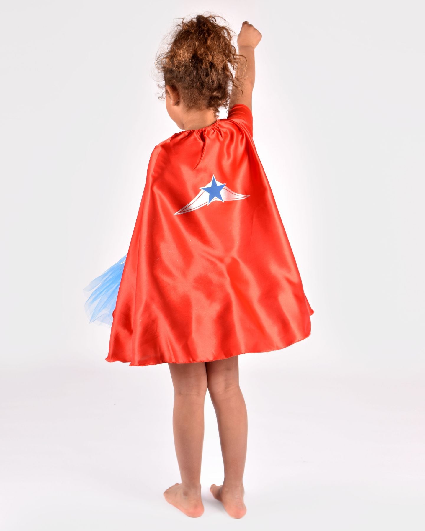 Den Goda Fen Verkleedkledij Wondergirl - Jurk met cape - 110-116cm - 4-6 jaar - Rood/Blauw