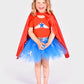 Den Goda Fen Verkleedkledij Wondergirl - Jurk met cape - 110-116cm - 4-6 jaar - Rood/Blauw