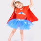 Den Goda Fen Verkleedkledij Wondergirl - Jurk met cape - 110-116cm - 4-6 jaar - Rood/Blauw