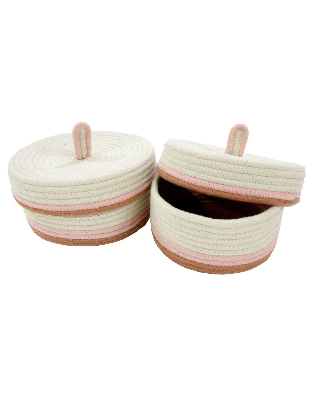 Tapis Petit Opbergmanden Liva - Set van 2 stuks - Ø22/25x10/12cm - Wit