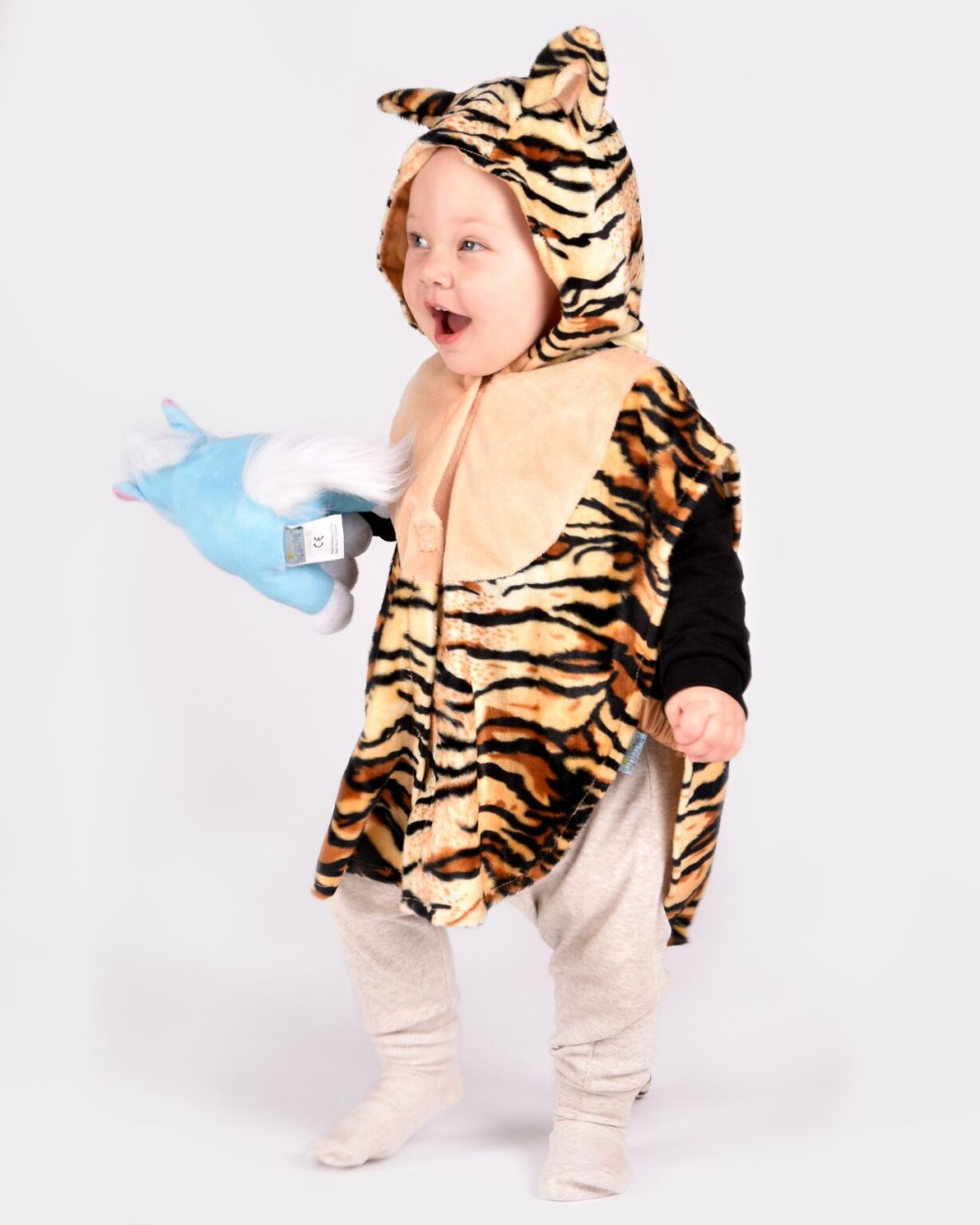 Den Goda Fen Lion fancy dress costume - Mini cape with hood - 86-110cm - 1-4 years - Brown