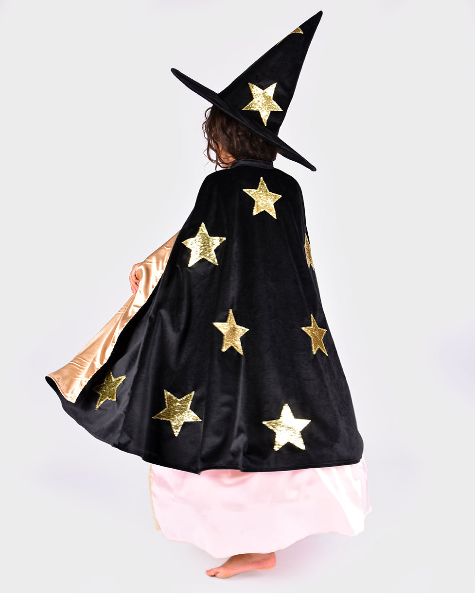 Den Goda Fen Witch fancy dress costume - Cape and hat - 3-8 years - Black