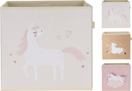 Foldable storage unicorn - Child - Velvet - Random color - 32 x 32 cm 