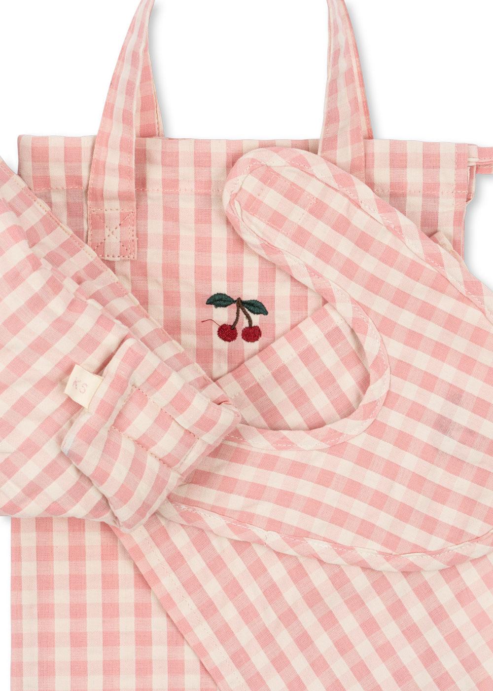 Konges Sløjd Poppen Speelgoed - Slabbetje/Luier/Doek - Katoen - Nursery Set - Powder Pink Check