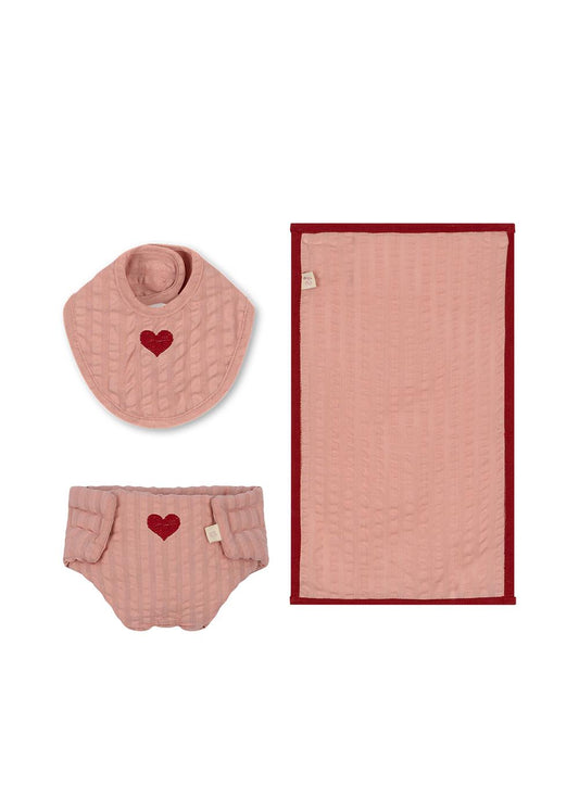 Konges Sløjd Poppen Speelgoed - Slabbetje/Luier/Doek - Katoen - Nursery Set - Mellow Rose