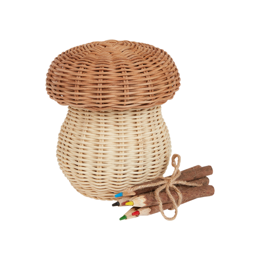 Olli Ella - Porcini basket - Storage - Natural/Straw - With pencils