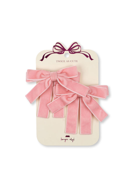 Konges Sløjd Velvet Bow Haarclips - Set van 2 stuks - Peony Pink